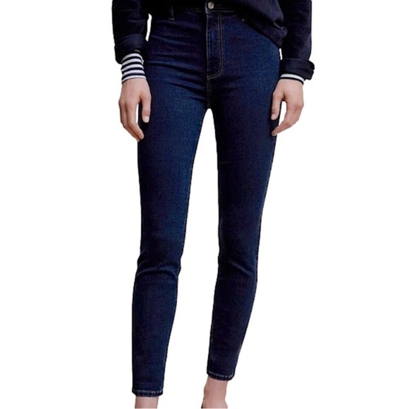 Mango Jane Straight Leg Skinny Dark Wash  Jeans size 4 - Picture 1 of 13